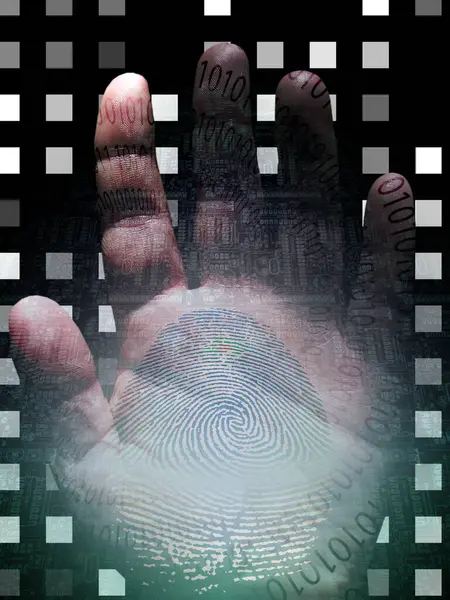 Menschliche Hand Mit Binärem Code Konzeptuelle Abstrakte Illustration — Stockfoto