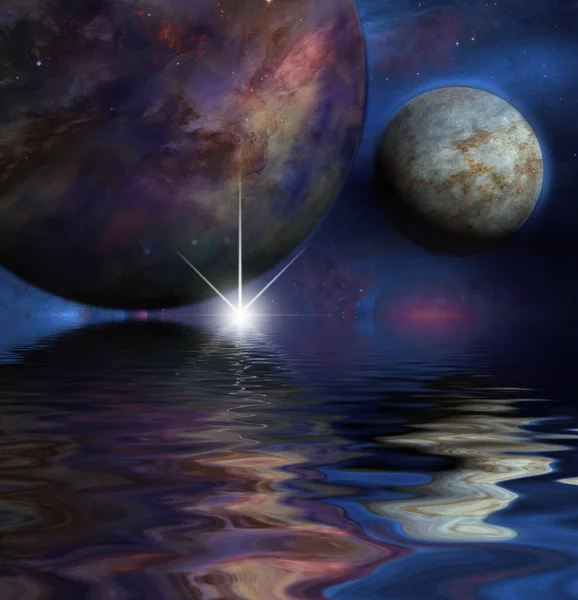 Illustration Des Futuristischen Galaxienraums Mit Planeten — Stockfoto