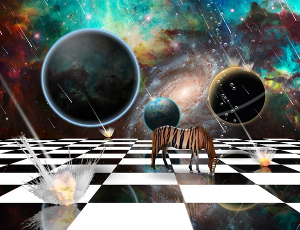 Surrealism Planetary Armageddon Conceptual Abstract Illustration — Stock Photo, Image