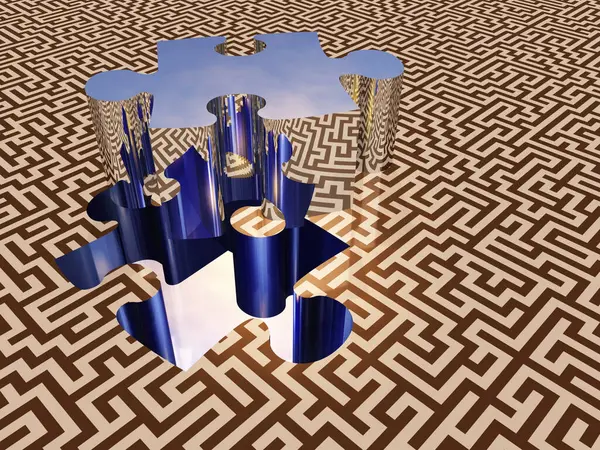 Puzzle Labyrinth Konzeptionelle Abstrakte Illustration — Stockfoto