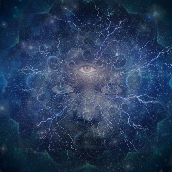 Abstrakt Mandala Illustration Med Mänskliga Ögon Prydnad Bakgrund Illustration — Stockfoto