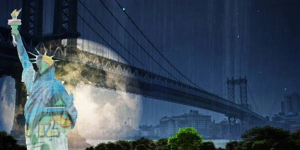Jembatan Manhattan Ilustrasi Abstrak Konseptual — Stok Foto