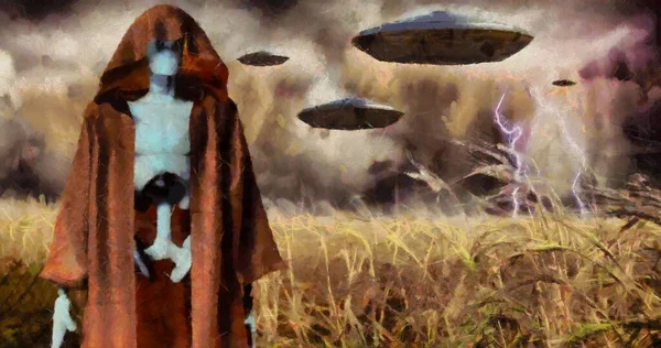 Alien Invasion Illustration Abstraite Conceptuelle — Photo