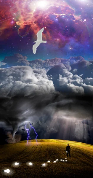 嵐と風景 概念的な抽象的なイラスト — ストック写真
