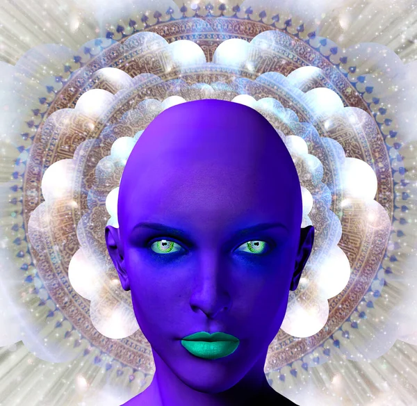 Purple Female Alien Conceptual Abstract Illustration — Stock Photo, Image