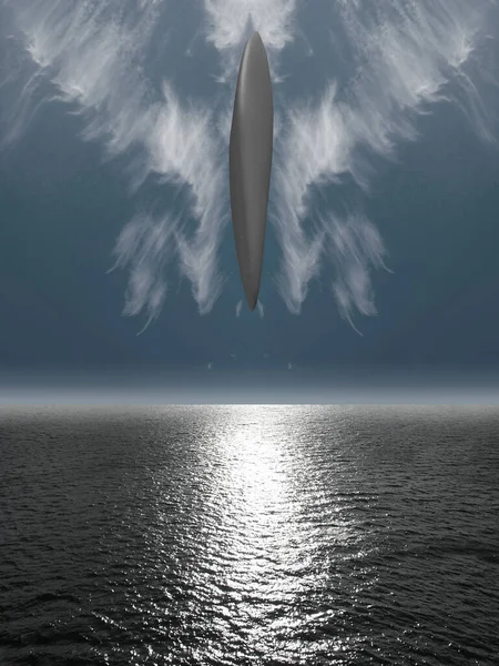 Ufo Svävar Över Havsytan Färgglad Bild — Stockfoto