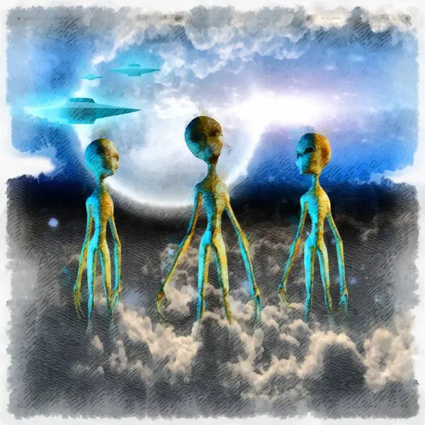 Aliens Konzeptuelle Abstrakte Illustration — Stockfoto