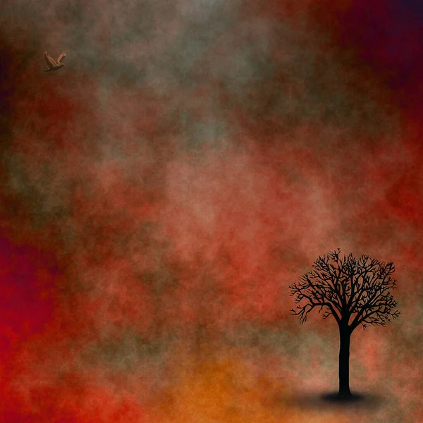 Ensamt Träd Begreppsmässig Abstrakt Illustration — Stockfoto