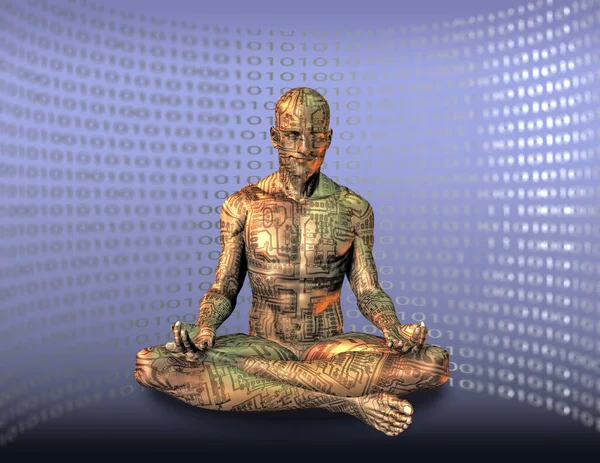 Cyborg Meditación Imagen Conceptual — Foto de Stock