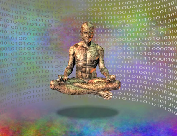 Abstrakt Digital Konst Illustration Människan Kropp Meditera — Stockfoto
