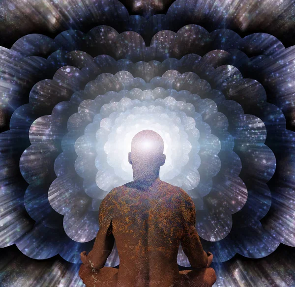 Абстрактне Цифрове Мистецтво Ілюстрація Людського Тіла Медитує — стокове фото