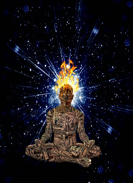 Resumo Cosmos Surreais Ilustração Meditação Humana Espaço — Fotografia de Stock