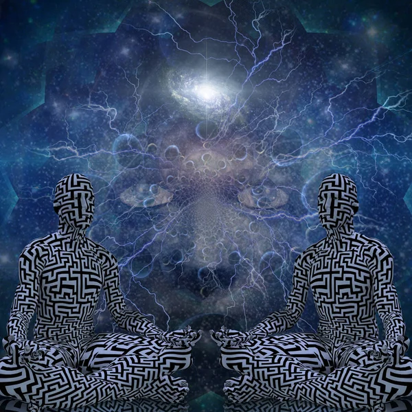 Meditating Man Illustration Abstraite Conceptuelle — Photo