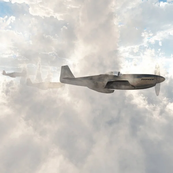 Retro Warplanes Konceptuel Kreativ Illustration - Stock-foto