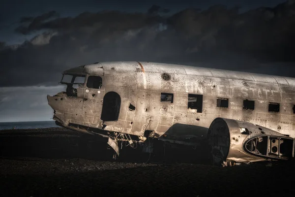 Repülőgép Roncsa Izland — Stock Fotó