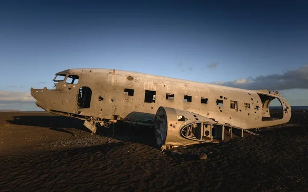 Repülőgép Roncsa Izland — Stock Fotó