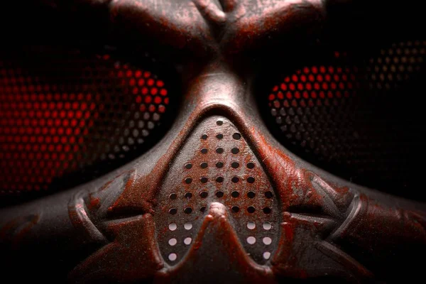 Ocelovou Masku Pokryté Rzí Closeup — Stock fotografie