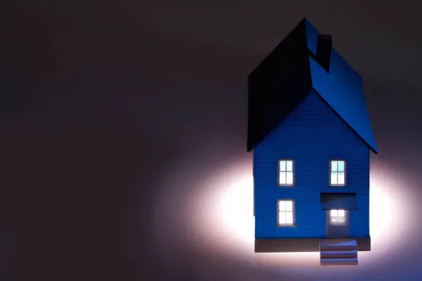 Podświetlany Model Domu Widok Bliska — Zdjęcie stockowe