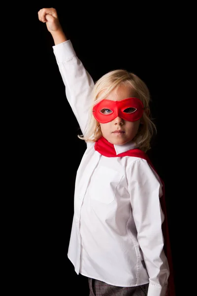 Портрет Молодої Дівчинки Костюмі Супергероя Студії — стокове фото