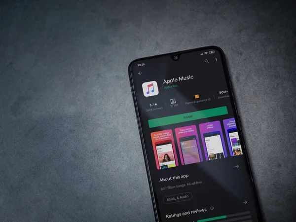 Apple Music App Play Store Page Display Black Mobile — Stock Photo, Image