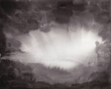 Beyaz arkaplanda Doğu Asya tarzında soyut siyah mürekkep resmi