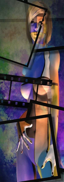 Painted woman photos, abstract background