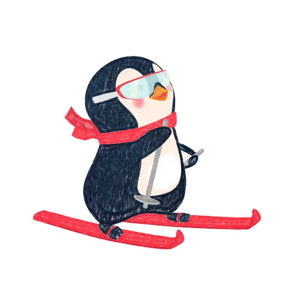 Pinguïn Stripfiguur Leuke Illustratie Voor Kinderen — Stockfoto