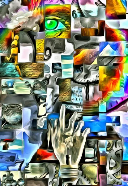 Fragmented Human Abstract, conceptual creative illustration