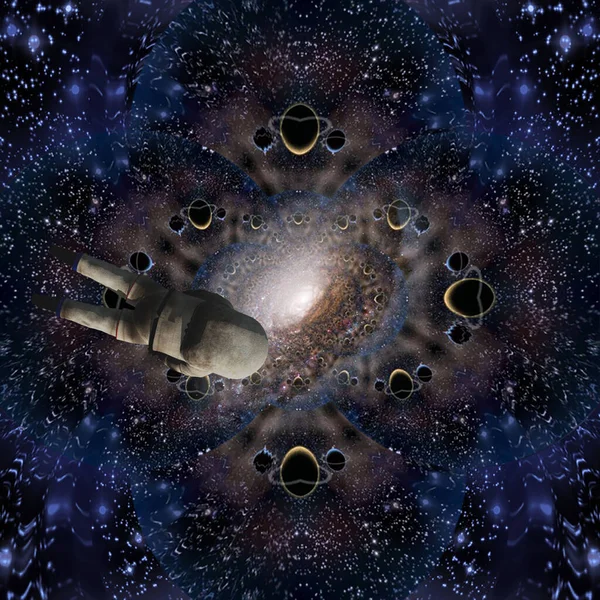 Astronaut Wormhole Conceptual Creative Illustration — Stock Photo, Image
