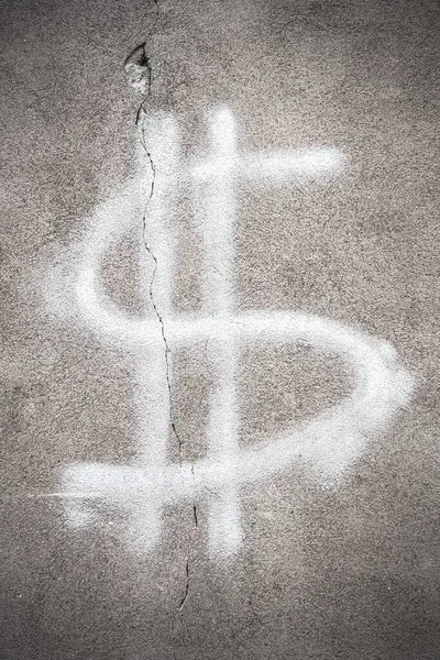 Cracked Dollar Sign Wall — Stock Photo, Image