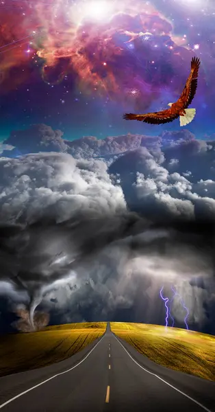 嵐の上に 概念的な創造的なイラスト — ストック写真