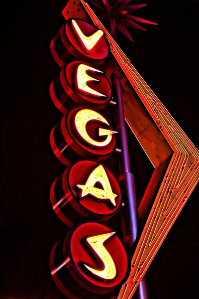 Cartel Neón Gigante Las Vegas Exhibición Sobre Calle Cerca Fremont —  Fotos de Stock