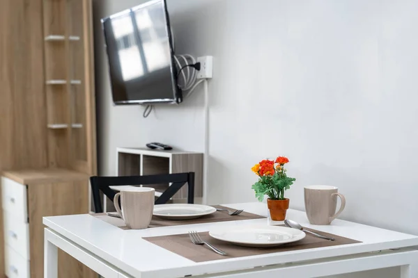 Luxury Interior Living Room Dining Table Studio Room Type — стоковое фото