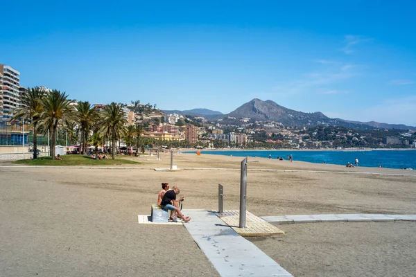 Malagueta Beach Malaga Andalusia Spain Sunny Day Clear Sky Summer — Stock Photo, Image