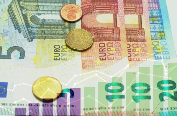 Investment Diagram Profitable Euro Banknotes Saving Money — Stock Photo, Image