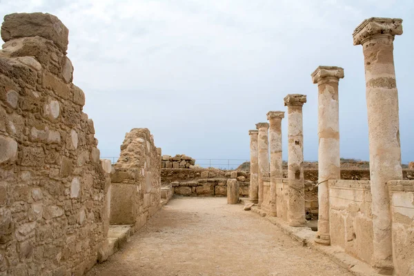 Archeological Site Paphos Cyprus House Theseus Pillars — Stock Photo, Image
