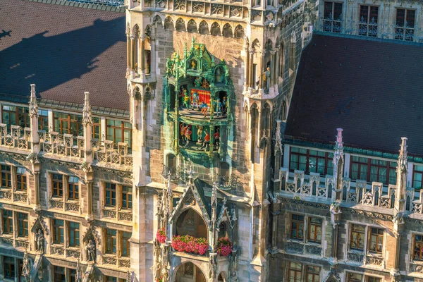 Zegar Wieża Ratuszowa Marienplatz — Zdjęcie stockowe