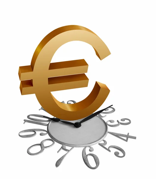 Złoty Znak Euro Symbol Zegarze — Zdjęcie stockowe