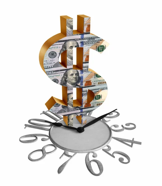 Dollar Bills Dollar Symbol Clock — Stock Photo, Image