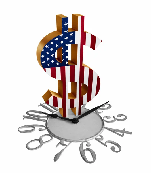 Dollarzeichen Mit Der Flagge Auf Einer Uhr — Stockfoto