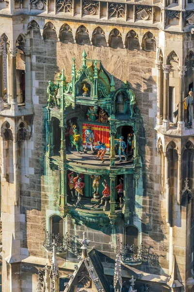 Zegar Wieża Ratuszowa Marienplatz — Zdjęcie stockowe