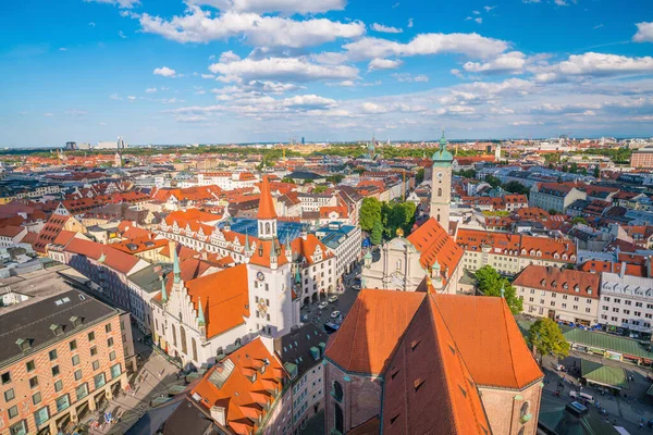 Monachium Historyczne Centrum Panoramiczny Widok Miasto Lotnicze — Zdjęcie stockowe
