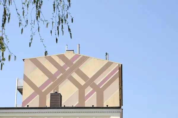 Muro Casa Dipinta Con Cielo Sfondo — Foto Stock