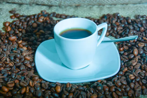 Kahve Molası Içki Kavrulmuş Kahverengi Fasulye — Stok fotoğraf