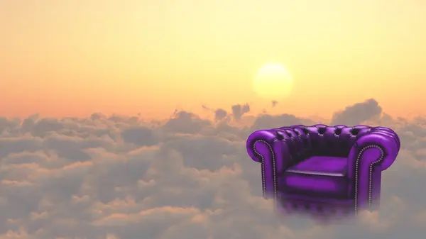 Sessel Auf Wolken Konzeptionelle Kreative Illustration — Stockfoto