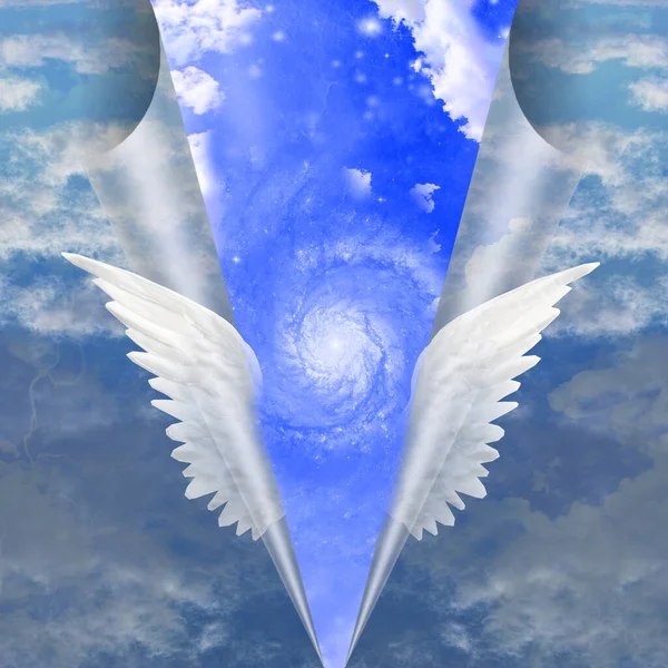 Andělská Křídla Vytáhnout Sebe Šev Smrtelníků Odhalit — Stock fotografie