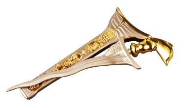 Beyaz arkaplanda altın kris, yakın plan