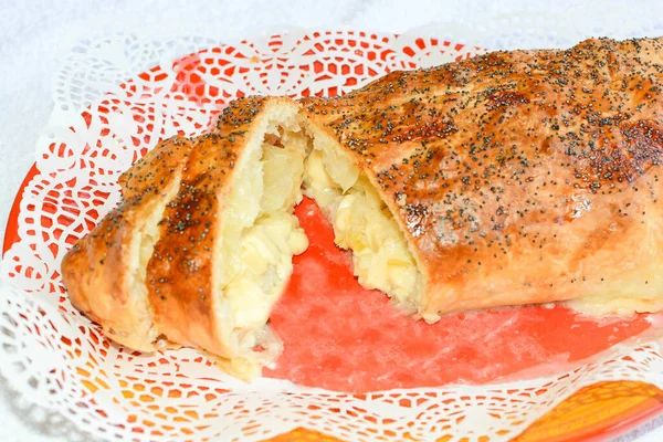 Close View Gourmet Salty Strudel — Stock Photo, Image
