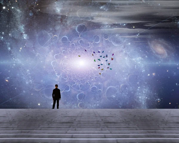 Man Endless Space Conceptual Creative Illustration — Stock Photo, Image