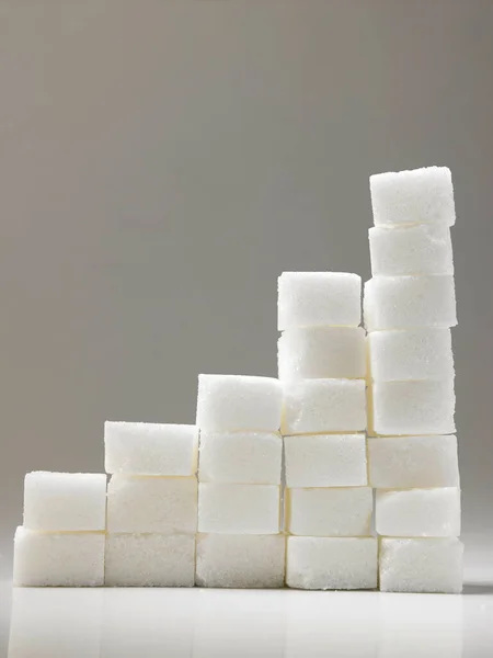 Ascending Stacks Sugar Cubes High Blood Sugar Risk Concept — Stock Photo, Image